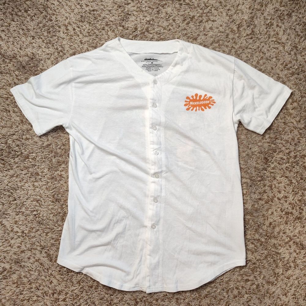 Nickelodeon Cartoon Cast Men Sz M Short Sleeve Button Down 2017 Shirt - Picture 2 of 8